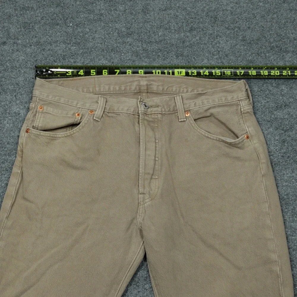 Levi's 501 Jeans Mens 34x32 Tan Khaki Original Fit Straight Leg Button Fly